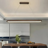 Suspension ovale scandinave en bois LED dimmable pour salle à manger