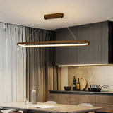 Suspension ovale scandinave en bois LED dimmable pour salle à manger