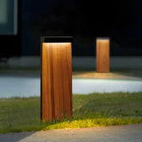 Borne lumineuse extérieure LED effet bois rectangulaire moderne IP65 pour jardin
