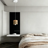 Suspension scandinave macaron cylindrique en bois et métal pour salle à manger