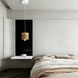 Suspension scandinave macaron cylindrique en bois et métal pour salle à manger