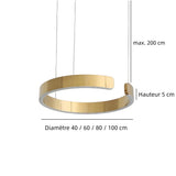Suspension anneau en inox LED dimmable moderne pour salle à manger