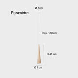 Suspension en bois naturel conique réglable en hauteur pour salle à manger