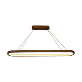 Suspension en bois ovale scandinave LED dimmable pour salle à manger