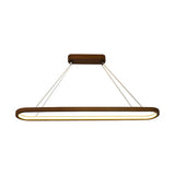 Suspension ovale scandinave en bois LED dimmable pour salle à manger