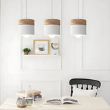 Suspension scandinave macaron cylindrique en bois et métal pour salle à manger
