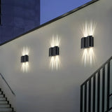 Applique murale extérieure design moderne LED haut et bas noir aluminium IP65 pour porche