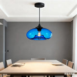 Suspension en verre coloré ovale moderne réglable en hauteur salle à manger
