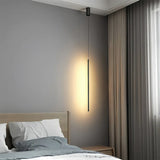 Suspension linéaire noire minimaliste LED dimmable pour chevet