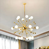 Lustre sputnik à boules en verre blanc LED moderne pour salle à manger