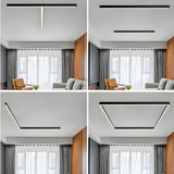 Plafonnier linéaire noir minimaliste LED dimmable en métal pour salon