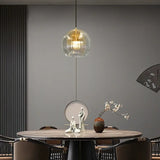 Suspension globe en verre moderne réglable en hauteur pour salle à manger
