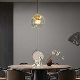 Suspension globe en verre moderne réglable en hauteur pour salle à manger