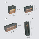 Applique encastrable extérieur moderne avec détecteur de mouvement IP65 pour escalier