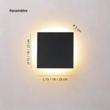Applique exterieur carre moderne LED en aluminium IP65 pour porche