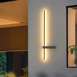 Applique extérieur design minimaliste linéaire solaire LED en aluminium noir IP65
