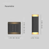 Applique exterieur haut bas LED solaire moderne en métal noir IP65