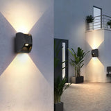 Applique murale extérieure haut et bas moderne en aluminium noir IP65 6W