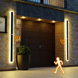 Applique extérieure longue noire minimaliste LED IP65 avec détecteur de mouvement