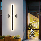 Applique extérieure longue noire minimaliste LED IP65 avec détecteur de mouvement