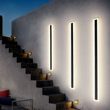Applique extérieure longue noire minimaliste LED IP65 avec détecteur de mouvement