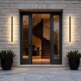 Applique murale exterieur longue minimaliste noire LED avec détecteur de mouvement pour porche