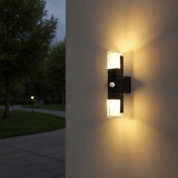 Applique murale extérieure LED avec détecteur de mouvement IP65 noir moderne