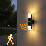 Applique murale extérieure LED avec détecteur de mouvement IP65 noir moderne