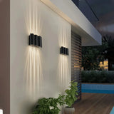 Applique murale extérieure design moderne LED haut et bas noir aluminium IP65 pour porche