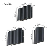 Applique murale extérieure design moderne LED haut et bas noir aluminium IP65 pour porche