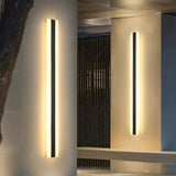 Applique murale extérieure longue LED IP65 noir minimaliste avec détecteur de mouvement