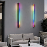 Applique murale extérieure longue LED IP65 noir minimaliste avec détecteur de mouvement