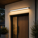 Applique murale extérieure longue noire moderne LED en métal IP65 pour porche