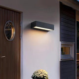 Applique extérieure rectangulaire moderne en métal noir LED IP65 pour porche