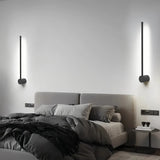 Applique murale linéaire LED orientable moderne noire pour salon