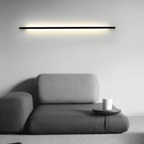 Applique murale linéaire noire en métal LED dimmable minimaliste pour salon