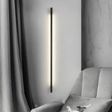 Applique murale linéaire noire en métal LED dimmable minimaliste pour salon