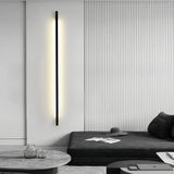 Applique murale linéaire noire en métal LED dimmable minimaliste pour salon