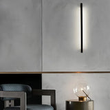 Applique murale linéaire noire en métal LED dimmable minimaliste pour salon