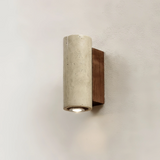 Applique en travertin jaune cylindrique de style wabi sabi pour chevet