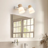 Applique murale bois et verre scandinave orientable blanche de chevet