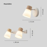 Applique murale bois et verre scandinave orientable blanche de chevet