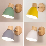 Applique murale scandinave bois et métal orientable macaron pour chevet