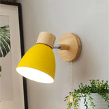Applique murale scandinave bois et métal orientable macaron pour chevet