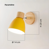 Applique murale scandinave bois et métal orientable macaron pour chevet