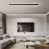 Plafonnier linéaire noir minimaliste LED dimmable en métal pour salon