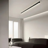 Plafonnier linéaire noir minimaliste LED dimmable en métal pour salon