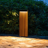 Borne lumineuse extérieure LED effet bois rectangulaire moderne IP65 pour jardin