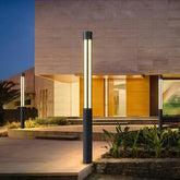 Borne lumineuse extérieure cylindrique moderne LED noir aluminium IP65 pour jardin