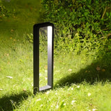 Borne lumineuse extérieure rectangulaire noire LED moderne IP65 pour jardin